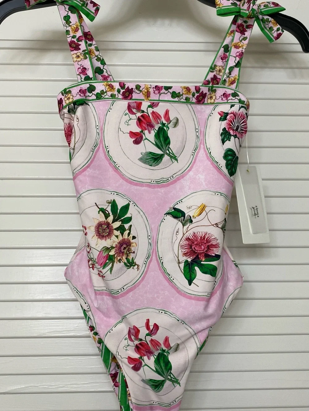 Toddler/Petite Pink Floral Tie-Shoulder One-Piece Swimsuit